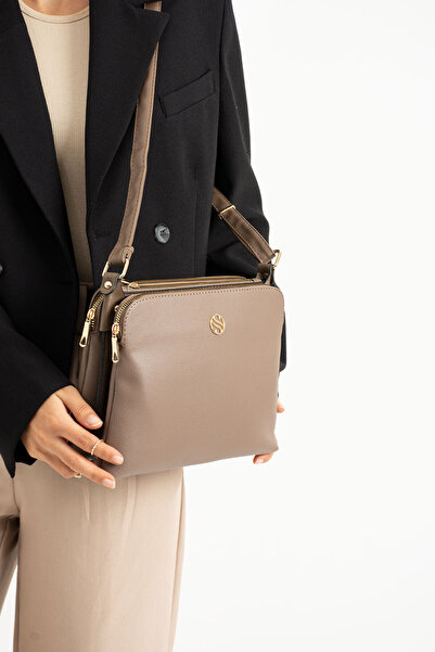 Sanmorris Minimalist Design Gold Detailed Women's Shoulder and Crossbody Bag