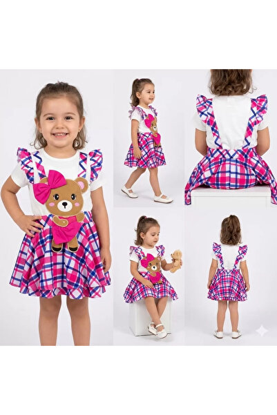 Generic Brand 1/4 Year Old T-Shirt, Teddy Bear Skirt, Salopet Children's Set