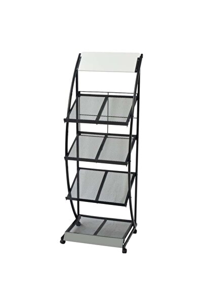 vidaxl Raft reviste A4, 47 x 40 x 134 cm, negru și alb