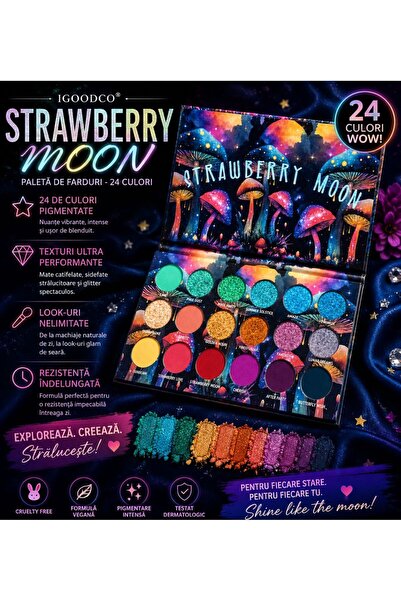 V.V LOVE 🌙 Strawberry Moon – Paletă Farduri 24 Culori