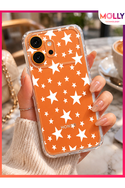 Molly HONOR 600 İçin White Star Desenli Şeffaf Silikon Kılıf