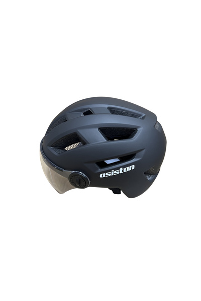 Trendbisiklet Işıklı Yetişkin Bisiklet Kaskı Mat Gri M (55-58 cm) - KS-28