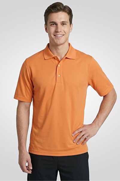Greg Norman Men Sportswear Fit Short Sleeve Outdoor Polo Shirt, Orange