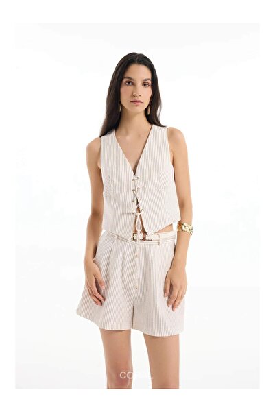 Quzu Women's Vest Ylk00402 Natural