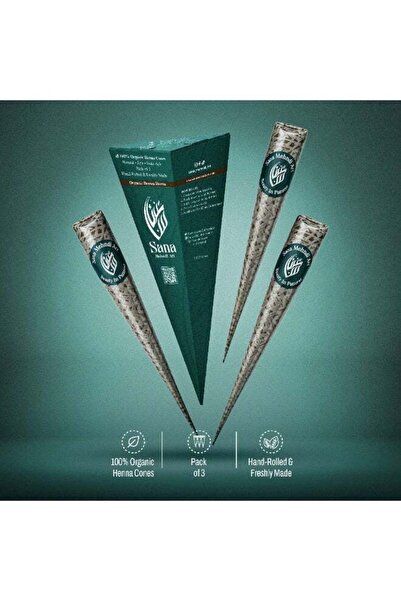 Sana Henna cone, Mehndi Art Organic Brown Henna Cones (Pack of 3) – Natural, ...