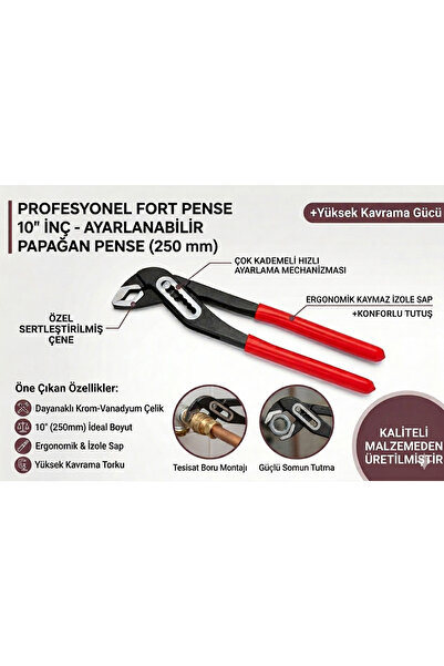 EMİRHANNALBUR Profesyonel Fort Pense 10" İnç - Ayarlanabilir Papağan Pense Bo...