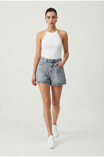Avrile Taşlı denim kot şort