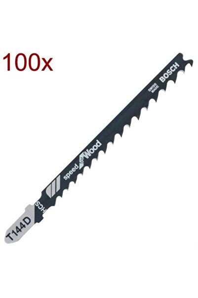Bosch T144D Jigsaw Blades, T-Shank, 100 mm, Wood, Straight Coarse Cut, 100 pcs