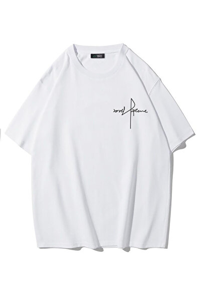 BRZ COLLECTION Unisex Oversize Minimal Signature T-shirt (ΛΕΥΚΟ)