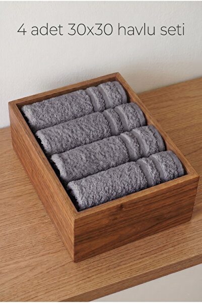 Motif Tekstil 4'Lü %100 Organik Pamuk Havlu Seti 30x30 cm -Hafif Kusurludur-