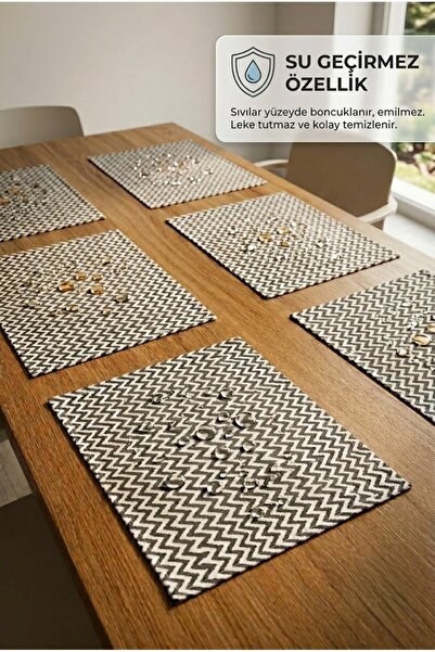 Rona Home Podmetač za trpezarijski sto za 6 osoba, moderni zigzag uzorak, pra...