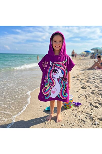 NoNameStore7 Prosop Poncho de plaja pentru copii, cu gluga, baie, plaja, inot...