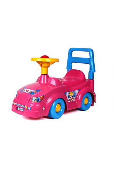 LeanToys Masinuta copii ride-on de impins cu spatar si claxon Roz, recomandat...