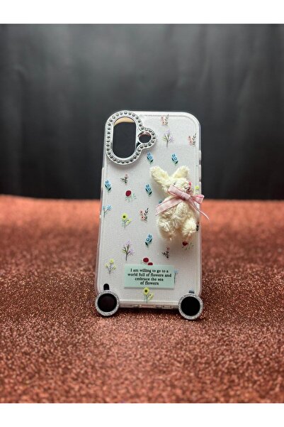 Misoli İphone 17 Pro Max Taşlı Kamera Korumalı Pelüş Tavşanlı, Sevimli 3D Oyu...