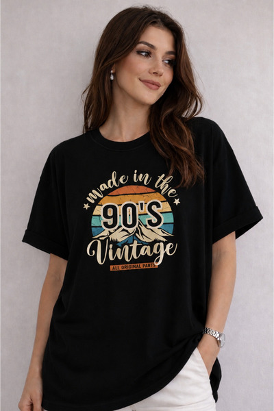 SANTAMİLA Siyah 90’s Baskılı Oversize Tshirt