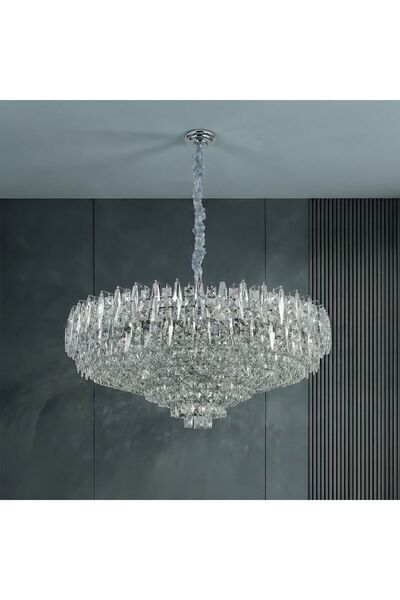 Danube Home Amira Crystal Chandelier 30 Light 100cm Chrome Luxury Ceiling Light