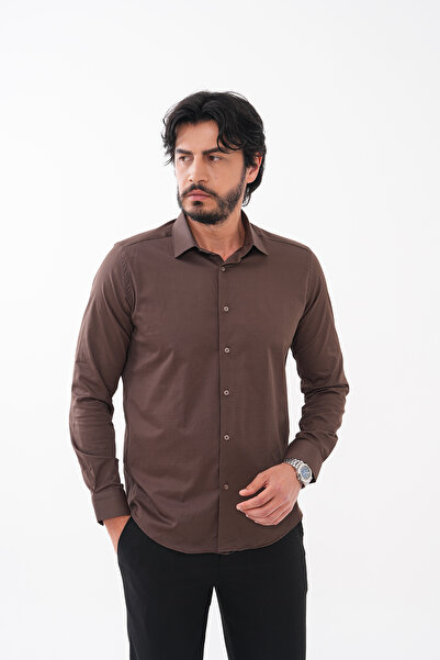 GustmanModa Brown Classic Collar Shirt