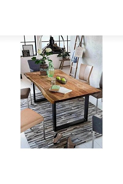 BRK Design BA AHŞAP Masif Ahşap Yemek Masası Kare Ayak_BD_100X200