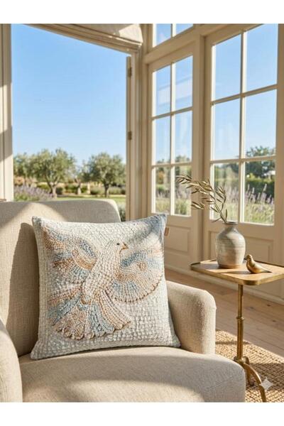 Believe MOZAIC TAPISERIE DECORATIVĂ ȚESUTĂ JACQUARD CU PORUMBĂȚI 45*45