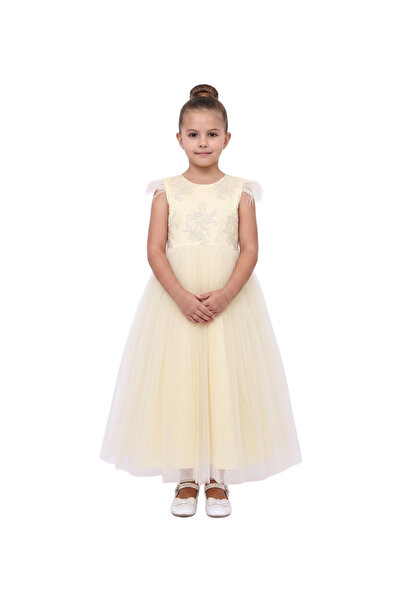 Bidani - White Feather Accented Party Gown - 4Y to 13Y
