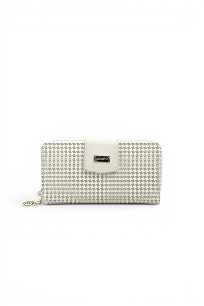 Silver Polo Green - Bone Crow's Feet Plaid Women's Wallet and Card Holder Sp928