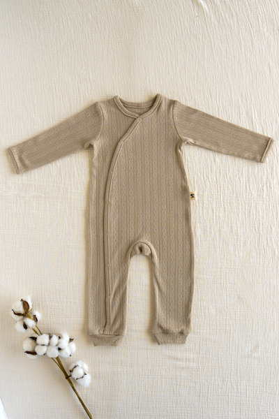 %100 Pamuk Pointel Bebek Tulum - Latte