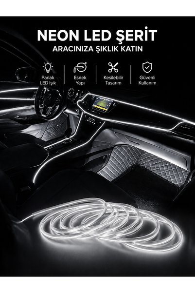 cabbaroğlu ticaret In-Car Dashboard Led Strip Led Neon White 2 Meters