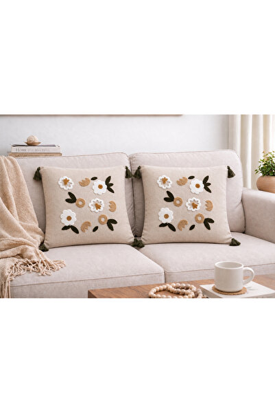 Livera Home Modern Punch İşlemeli 2'li Kırlent Kılıfı 43x43 Dekoratif