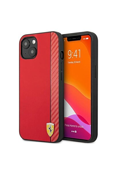 Ferrari Husă On Track Carbon Stripe pentru iPhone 13 mini - roșie