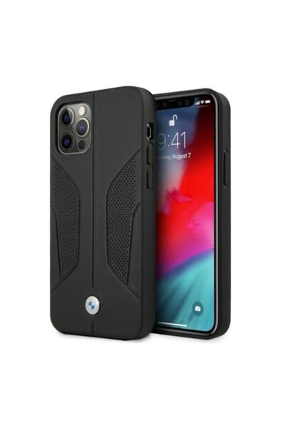 BMW Husă BMHCP12LRSCSK din piele cu părți perforate, pentru Apple iPhone 12 P...