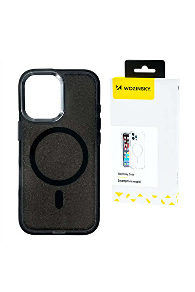 WOZINSKY Husă cu sclipici cu Mag Safe pentru Samsung Galaxy S25+ - neagră cu ...