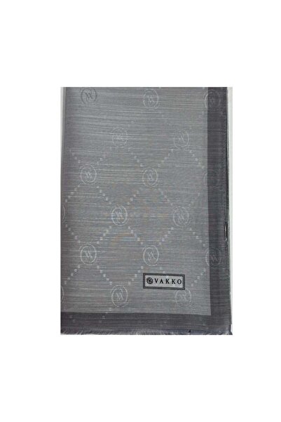 Vakko Pamuk İpek Monogram Şal 42140-Açık Gri