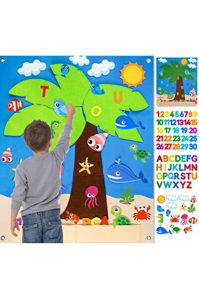 OEM Panou educativ din fetru Ocean Story pentru copii, Homewit, 88 piese deta...