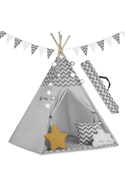 NUKIDO Cort tip teepee pentru copii cu lumini - Gri