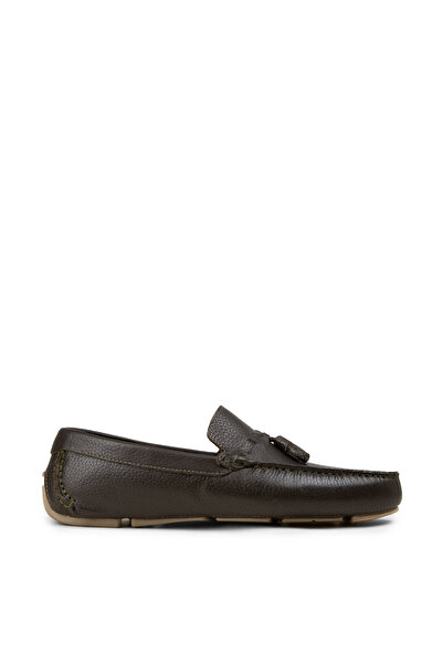 Deery Men's Genuine Leather Khaki Tassel Loafers