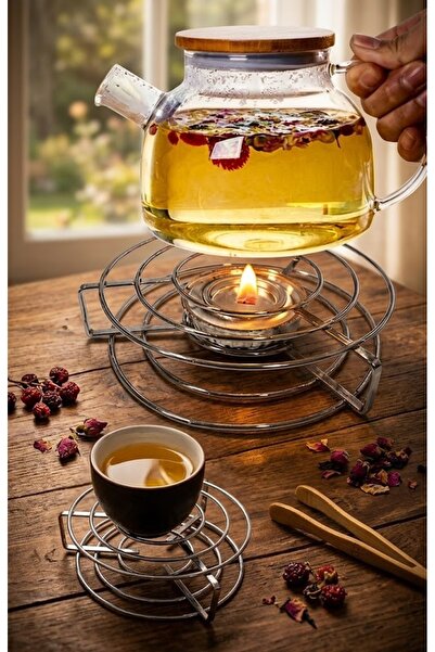 NEWSTORE HOME Mumlu Metal Isıtıcılı Nihale - Jel Ateşli Çaydanlık ve Tencere ...