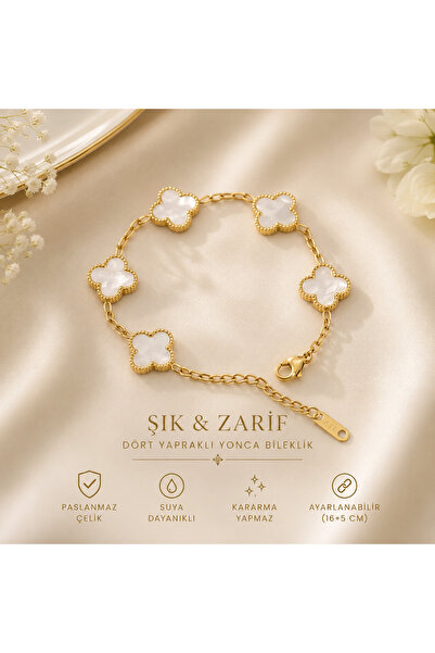 stainles steel Aktiv Center Yonca Beyaz Gold Bileklik