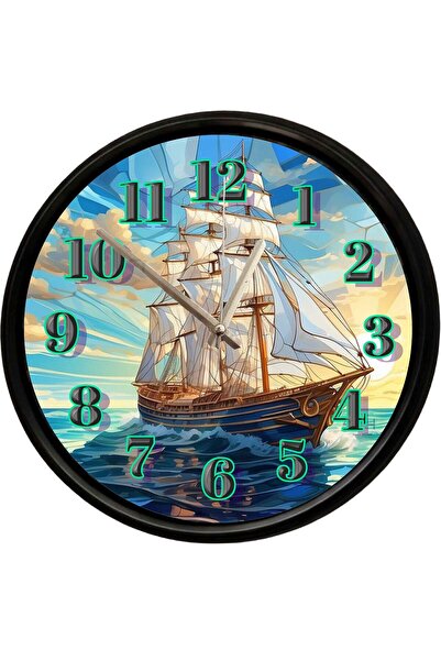 Caseras Decorative Wall Clock with Sailing Ship Design 28 cm Silent Mechanism