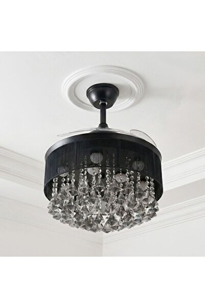 Danube Home Lara Crystal Chandelier 50cm Black Iron Modern Ceiling Light