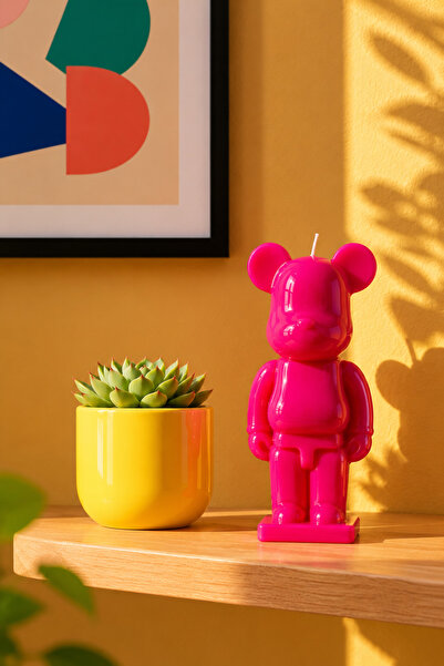 Typoniq Attitude Included Pop Art Tasarım Mum Ayıcık Figür Fuşya 18 cm