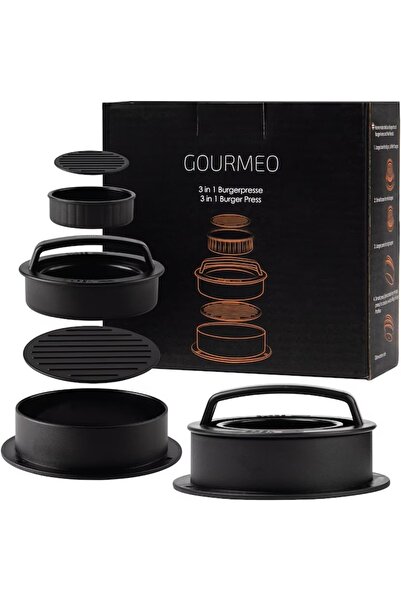 Gourmeo Presă de hamburgeri 3-în-1, antiaderentă, pentru burgeri umpluți, 2 d...