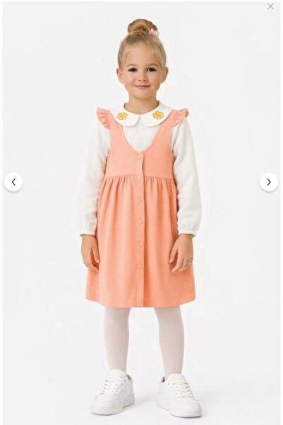 aykidsclup Girl's Strappy Ribbed Dress Set – Floral Embroidered Collar Detail...