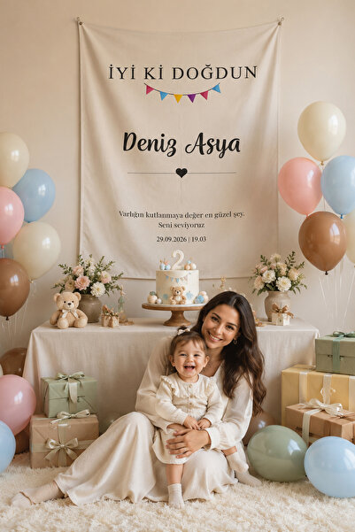 Vagonik Kişiye Özel Doğum Günü Happy Birthday Duvar Örtüsü Duvar Halısı Birin...