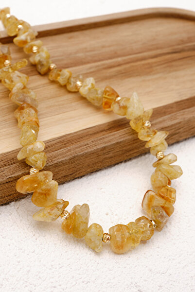 ByFlorya Jewelry Citrine Natural Stone Necklace 40Cm+3Cm Handcrafted Custom Made Real Natural Stone
