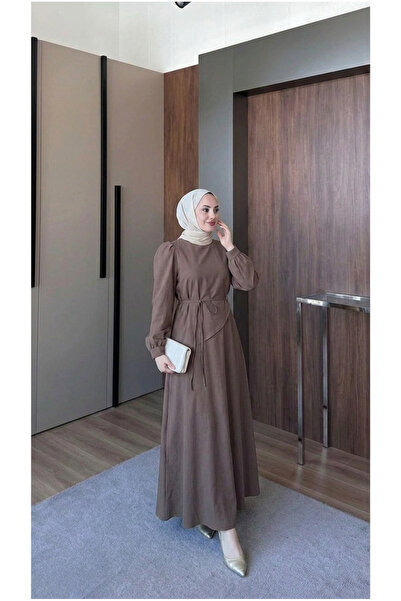 Asya Karen Shawl Collar Belted Long Dress