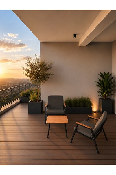Dekoroom's VİENTO 1-1 BAHÇE BALKON MOBİLYASI,SEHPALI,KUMAŞ RENGİ 01 ANTRASİT