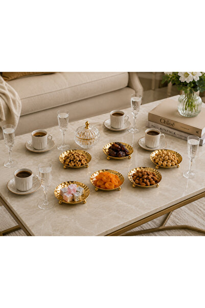 RoyalDecorHome PASLANMAZ ÇELİK 6'LI GOLD RENK DÖVME DESENLİ METAL MİNİ LOKUML...