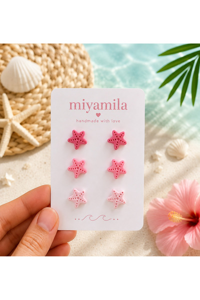TREND Miyamila Blush Tide Collection Pink Tone Starfish Earrings Set of 3