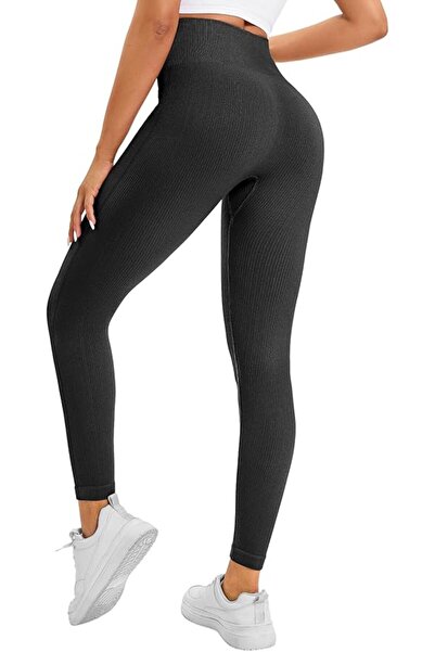 OEM Colanți sportivi Push-Up pentru femei cu talie înaltă Fitness, negri, S