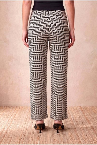 WESTMARK LONDON Pantaloni de damă negri, din bumbac, tricotați, cu model, cu talie înaltă și croială largă CATARINA
